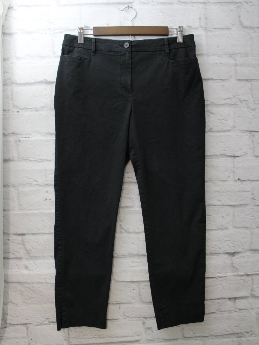 Talbots Size 10 Black Chino Ankle Pants Classic Casual Everyday Spring FLAW